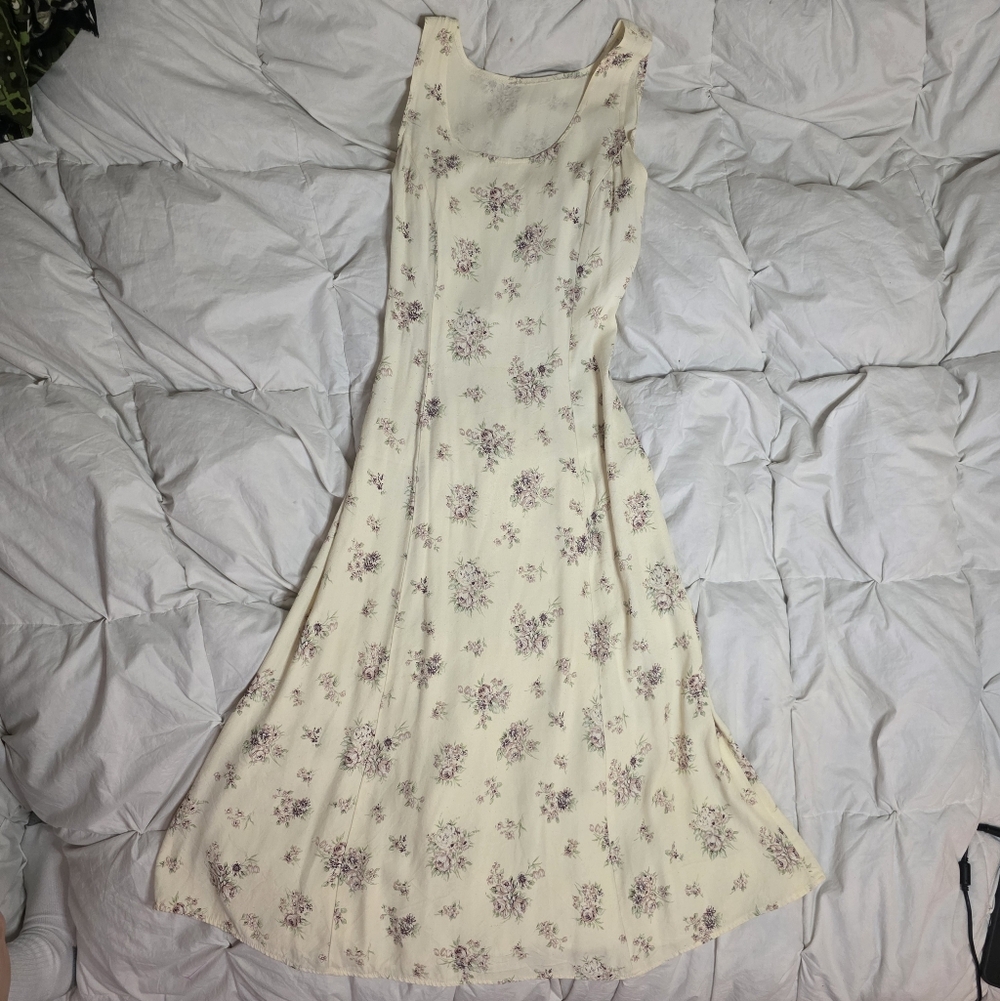 Cream Floral Maxi Dress